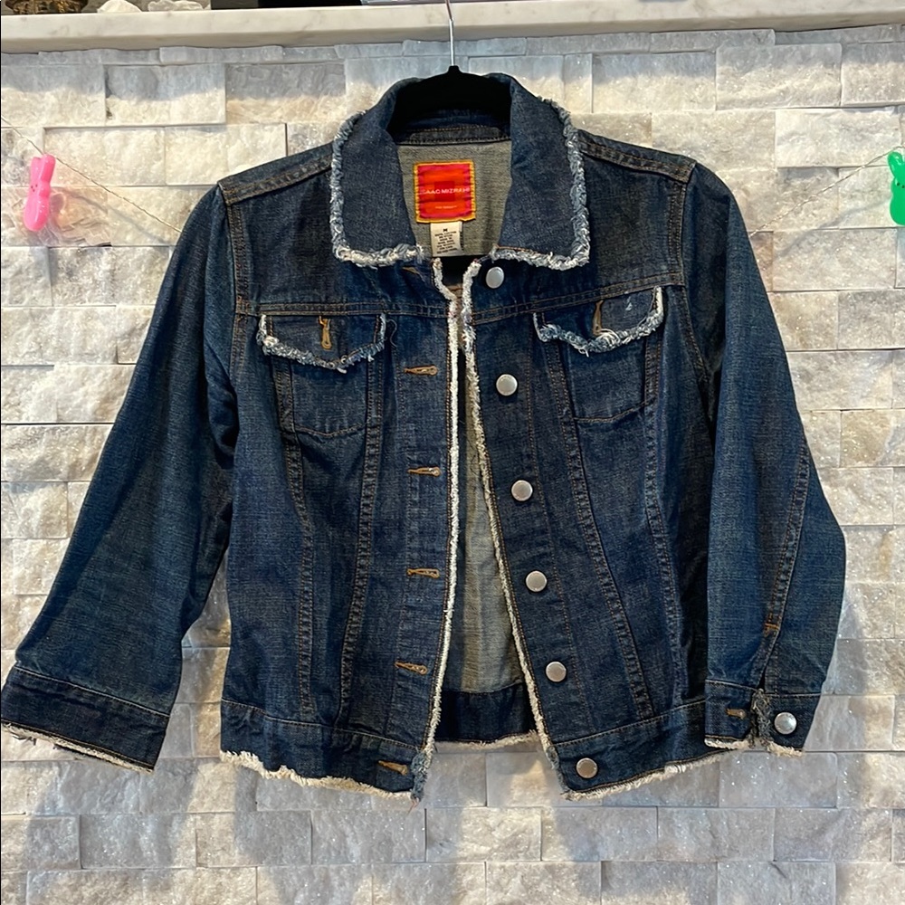 Exclusive Isaac Mizrahi for Target Fitted Denim Jacket with Frayed Trim